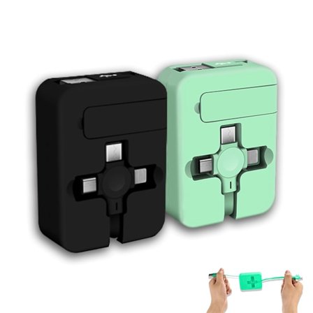 2-pack 3-i-1 Multi Retraktil Laddningskabel, 3-i-1 Laddningskabel Rulle, Multi Retraktil USB-Laddningskabel med Micro USB IP Typ C-kontakter