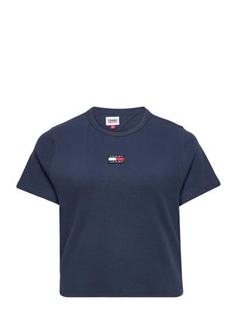 Tjw Crv Rib Center Badge Ss T-shirts & Tops Short-sleeved Navy Tommy Jeans