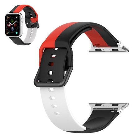 Apple Watch Series 6 / 5 40mm three color silicone watch band - Black / Red / White