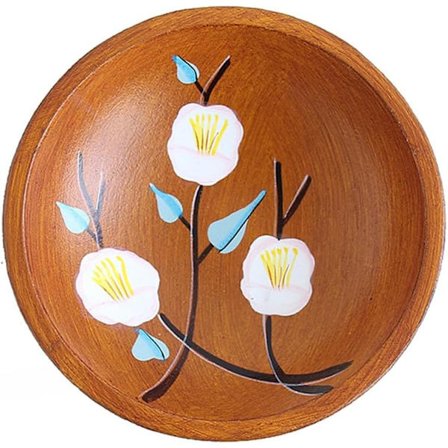 1x Kreativ persikoblom-mönstrad trätallrik, för frukt-snacks/godis/dessert/mat, hem/restaurang/kafé/fest