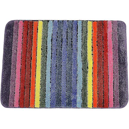 Tflycq Rainbow Färgglad Badrumsmatta 19 X 27 tum Aqua Mjuk Mikrofiber Plysch Vattenabsorberande Tjock Badmatta Maskintvättbar Halkfri Dörr Matta Rec