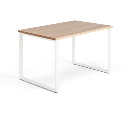 Schreibtisch QBUS, O-Gestell, 1200 x 800 mm, weiß/Eiche