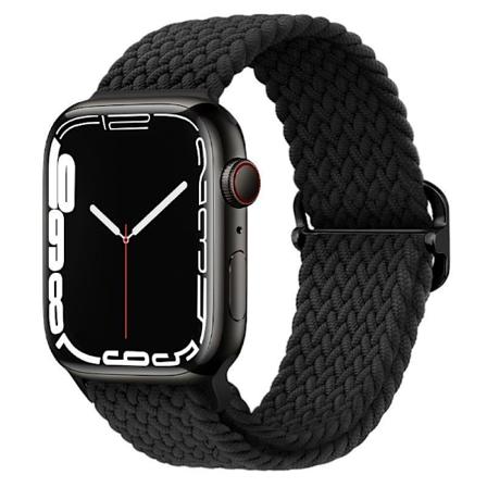 Apple Watch armband i flätad nylon 42/44/45 Svart 42/44/45 - Black Black