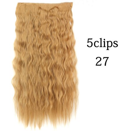 Syntetisk 22 32 tum 5 Clips Hårförlängning Värmebeständig falska hårstycken Långa vågiga frisyrer Clip In Hair Extensions