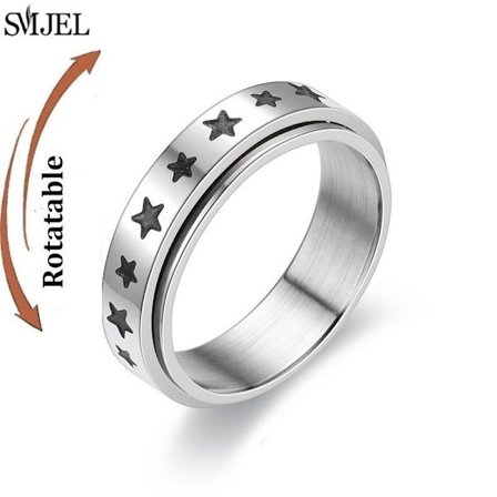 Rose Gold Rostfritt stål ångestring Kvinnor Män Fidgets Spinnerringar Förlovningsband Silverfärg Modesmycken 8/6mm