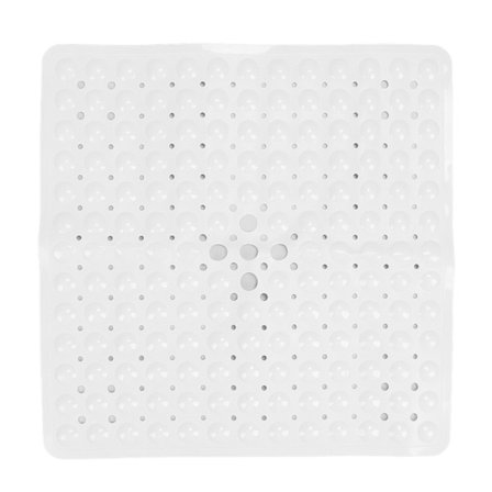 Badrumsmatta för duschkabin, halkfri badrumsmatta med sugkoppar, mjuk fyrkantig golvmatta med läckagehål och texturerad yta, miljövänlig