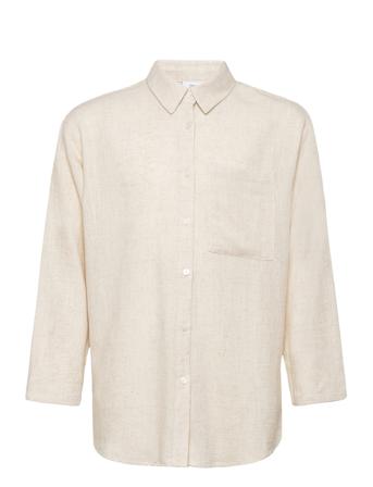 Latti Ls Linen Shirt Beige Grunt