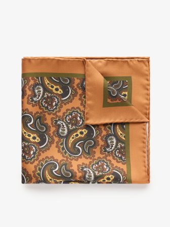 John Henric Men's Terracotta Einstecktuch Paisley Size Onesize