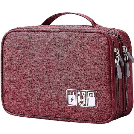 Rejsetaske til kabelarrangør, bærbar elektronisk tilbehørstaske med dobbelt lag til opbevaring af kabler