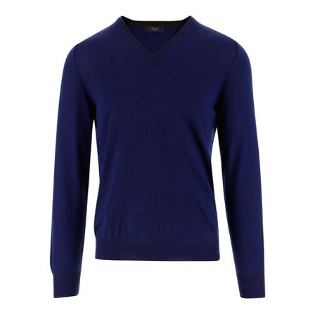 Fay V-neck Strik Blå, Herre Strik, Størrelse: M