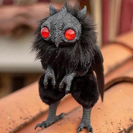 Mothman-vauva, aseteltava taidenukke koriste, söpö hartsi pehmo Mothman-patsas