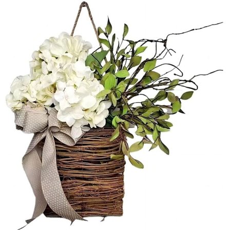 Krans Korg Hängande på Dörren Välkommen Skylt Entré Dekoration, Krans Korg för Mors Dag, Bröllop Semester Dekoration,A