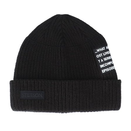Stetson - Preto cuff Beanie - Badge Black Cuff @ Hatstore