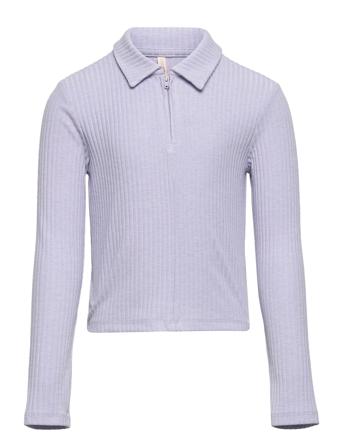 Konnella L/S Half Zip Polo Top Jrs T-shirts Polo Shirts Long-sleeved Polo Shirts Lilla Kids Only