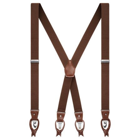 Vexel | Breite dunkelbraune verstellbare X-Rücken Hosenträger für Männer - Hosenträger mit Clips