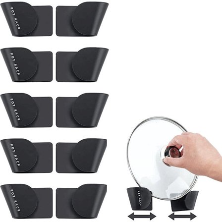 5-delt lokkorganisator, kjøkkenredskapsholder, veggmontert lokkholder, hengende veggmontert kjøkkenhylle, innsiden av kjøkkenskapdør (svart)