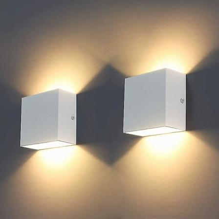 Moderna LED-vägglampor - 6W, 3000K Upp och Ner Vägglampa för Vardagsrum, Sovrum, Hall (2-pack)
