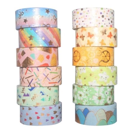 12 Ruller Dekorativt Tape Papirtape Klistremerker
