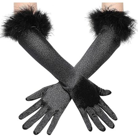 Kvinnors damer 1920-talets långa aftonhandskar Svarta operahandskar Halloween Fancy Dress Present