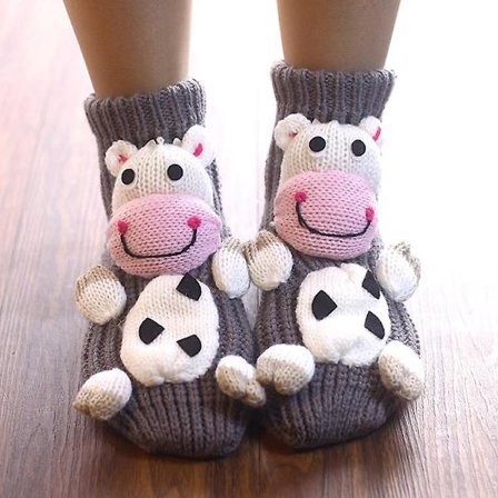 Joulusukat Unisukat Söpöt sukat Lattiasukat Kolmiulotteiset sarjakuva villasukat Paksunnetut lämpimät sukat talvella