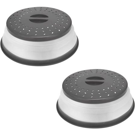 Hopfällbart mikrovågslock för mat, stänkskydd för mikrovågsugn, durkslag, diskmaskinssäkert, 2-pack