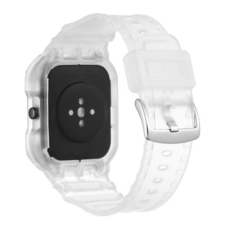 Amazfit GTS 4 / 3 / 2 / 1 silikonikellon hihna integroidulla suojuksella - Himmeä Läpinäkyvä