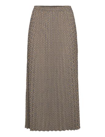 Onlalma Life Poly Plisse Skirt Aop Ptm Knälång Kjol Grå ONLY