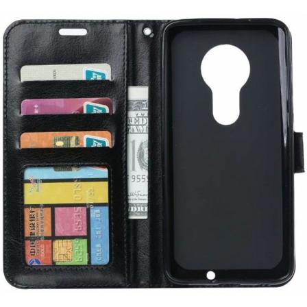 Motorola Moto G7 Plus Plånboksfodral Pu-läder 4-fack Svart