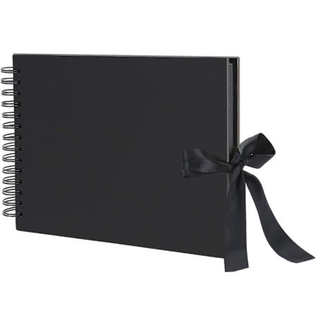 Scrapbog DIY fotoalbum, A5 hukommelsesfotobog DIY håndlavet bånd håndværk papiralbum, DIY scrapbog spiralalbum (sort)