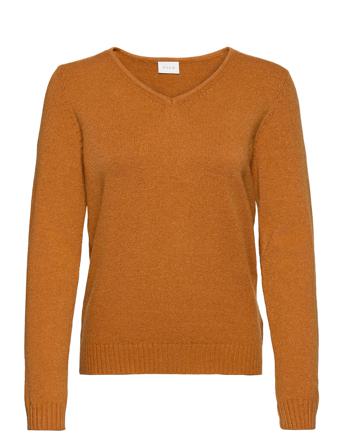Viril V-Neck L/S Knit Top Brown Vila