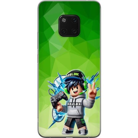 Kompatibelt Mobildeksel til Huawei Mate 20 Pro Roblox-inspirert gamerfigur med headset, håndkontroll og energiske effekter mot grønn bakgrunn
