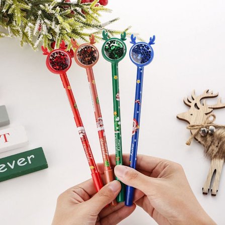 4STK Julenøytrale Penner Elg Paljetter Penn MULTICOLOR