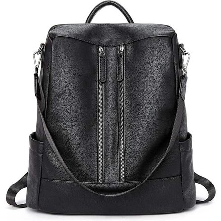 Kvinder Rygsæk Pung Læder Anti-tyveri Rejse Rygsæk Mode Skuldertaske, Egnet Til En Række Lejligheder (sort)