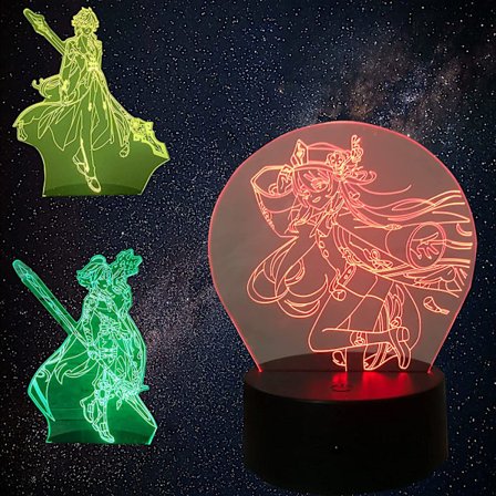 Genshin Impact Light 3in1 - Xiao Akryl Nattlampa, Zhongli