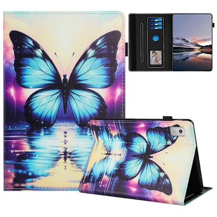 För Lenovo Tab M9 Fodral Mönster Läder Tablet Skydd med Auto Sleep/Wake, Korthållare - Blomma Räv