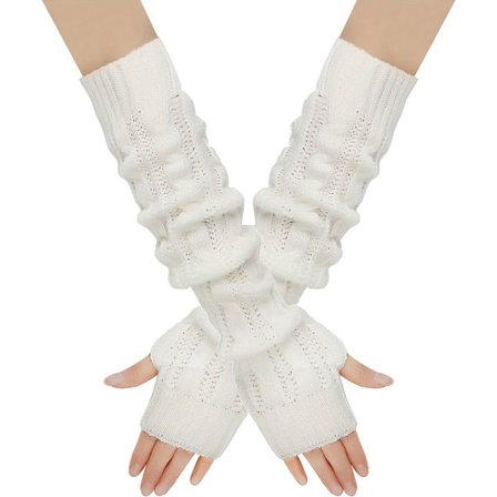 Dame Armvarmere - Tommelfingerhul - Uld - Armvarmer - Hvid