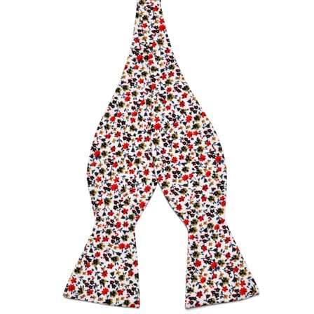 White Flowers Cotton Self-Tie Bow Tie for Men - Self-tie bow ties