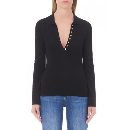 Liu Jo V-neck longsleeve blouse , Zwart , Dames , Maat: XS