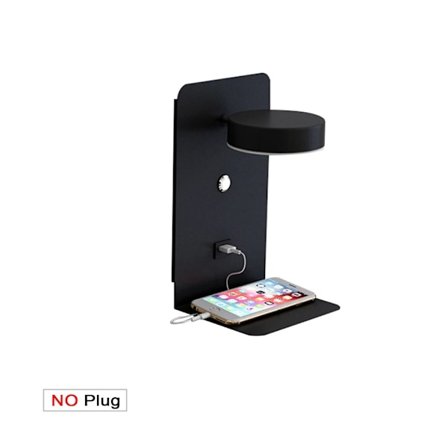 1 pakkaus LED-sisäseinävalaisin USB-portilla 12W Kolmivärinen himmennettävä moderni seinälamppu kytkimellä Seinälukuvalo 330 kääntyvä yölampun 