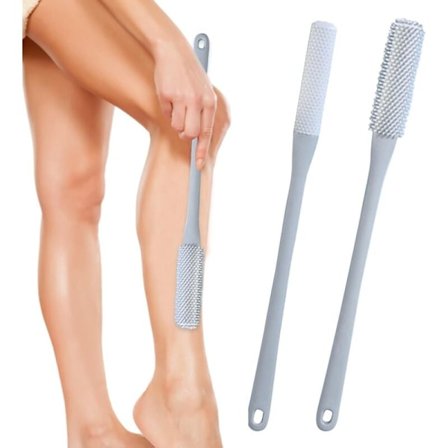 Sæt med 2 børster til foden, multifunktionelle, med langt håndtag, rensebørste til tæer, rensebørste til brusebad, eksfolierende børste til fødder (