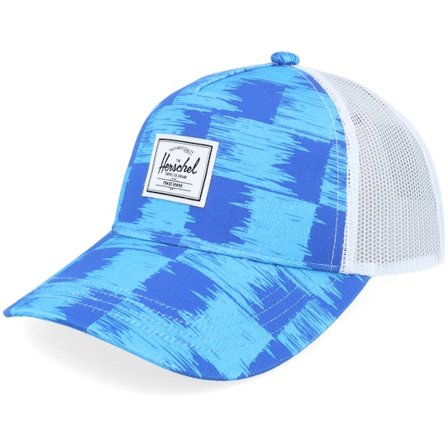 Herschel - Blå trucker Caps - Kids Whaler Cap Check Yourself Dazzling Blue A-Frame Trucker @ Hatstore