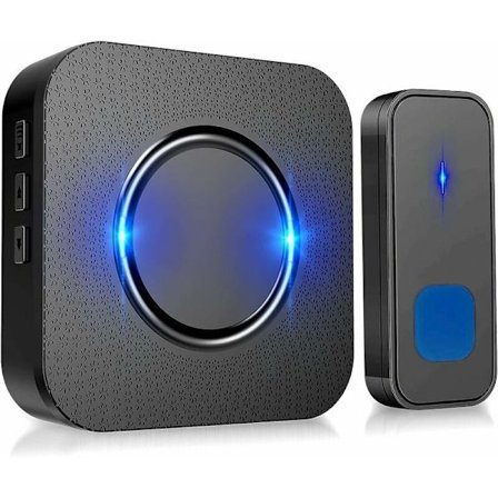 Trådløse dørklokker, 55 melodier 5-nivåers volum og, IP55 vanntett trådløs ringeklokke, ringeklokke sett med 300 meter, LED-blits, 1 plugg-inn 