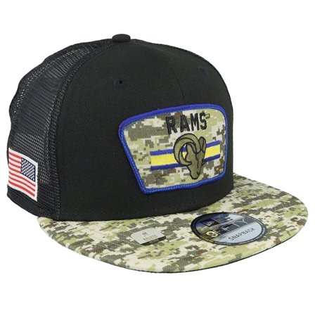 New Era - NFL Black trucker Czapka Z Daszkiem - Los Angeles Rams NFL21 Salute To Service 9FIFTY Black/Camo Trucker @ Hatstore