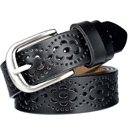 Dam bälte med spänne i äkta läder, ihåligt bälte, jeans midjeband