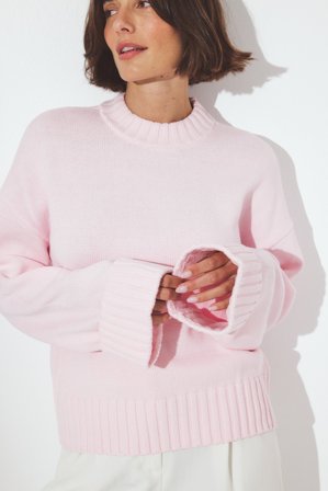 NA-KD Folded Sleeve Knitted Sweater - Oversize trøjer - Pink - L