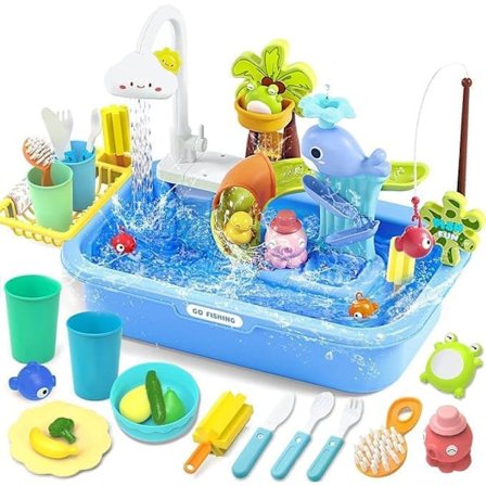 4-i-1 Vandbord til Børn med Elektrisk Vandpumpe – Fiskespil & Sensorisk Legetøj