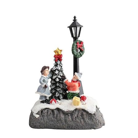 Julelysende Miniatur Gadelygter Harpiks Skulptur Dukker Boligdekoration Ornamenter Ferie