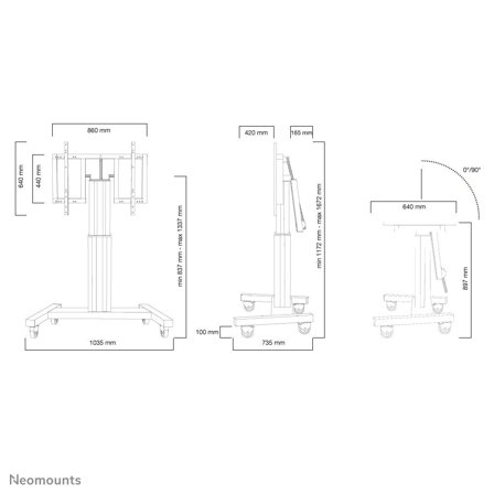 Neomounts by Newstar PLASMA-M2500T - vogn - motorisert - for flatpanel / mediespiller / mini-PC - svart, RAL 9005