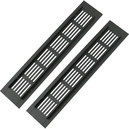 Set med 2 rektangulära ventilationsgaller i aluminium - 250 X 50 mm - Insektsskydd för husbil