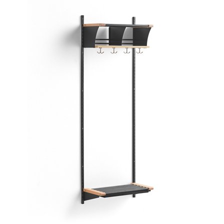 Garderobenschrank JEPPE mit 2 Fächern, Grundelement, 1790x600x310 mm, dunkelgrau/birke